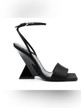 The Attico Women's Black Cheope Satin Wedge Sandal Shoes